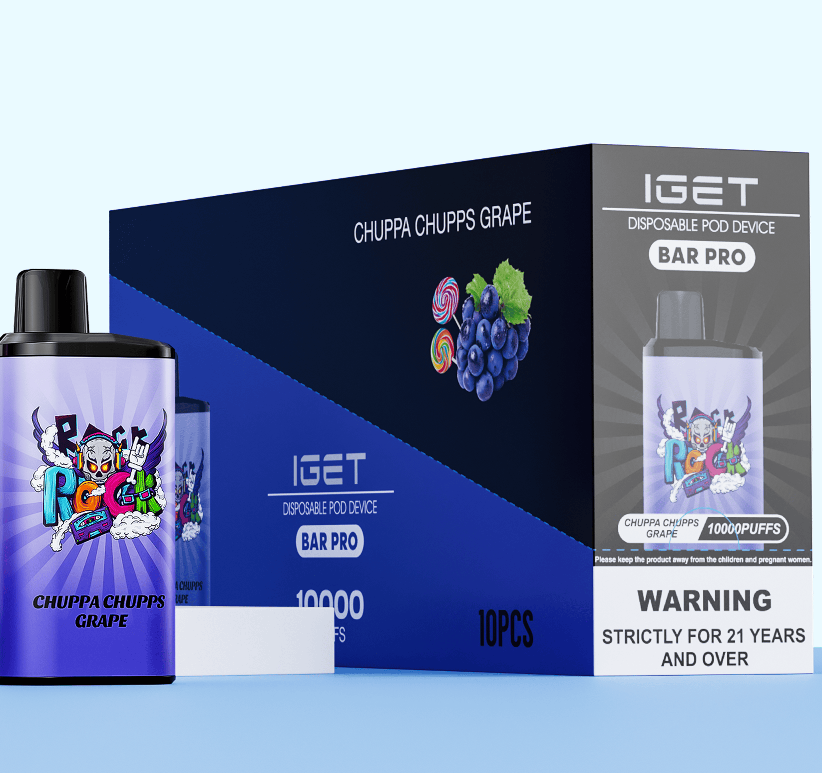 IGET BAR PRO 10000 disposable vape 10 PCS with 2000mAh battery, 1.2Ω mesh coil and up to 10000 puffs for long-lasting performance