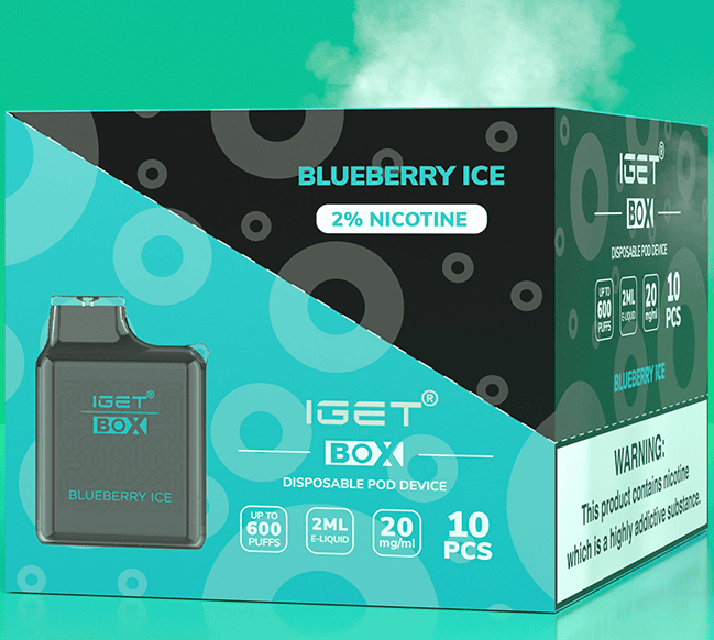 IGET BOX 600 disposable vape 10 PCS with up to 600 puffs, compact portable design and smooth flavour performance