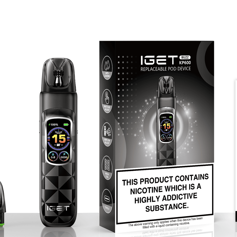 IGET BUZZ KP600 disposable vape with up to 600 puffs, compact portable design and smooth flavour performance