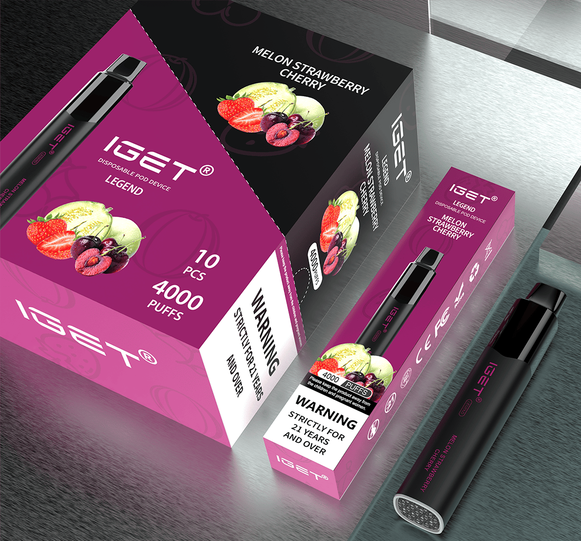 IGET LEGEND 4000 disposable pod device 10 PCS with 1350mAh battery, 12mL e-liquid, 1.4Ω mesh coil and up to 4000+ puffs