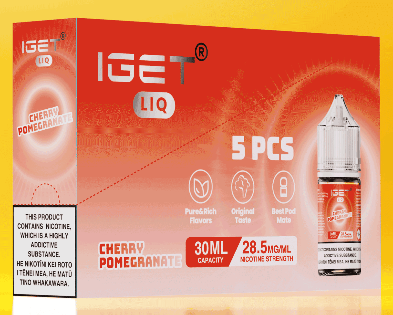 Buy the genuine IGET LIQ 10000 5 PCS Pack featuring up to 10,000 puffs, 30mL pre-filled e-liquid, 28.5mg/mL nicotine strength, rechargeable design, and premium flavour performance. Fast Australia-wide shipping.