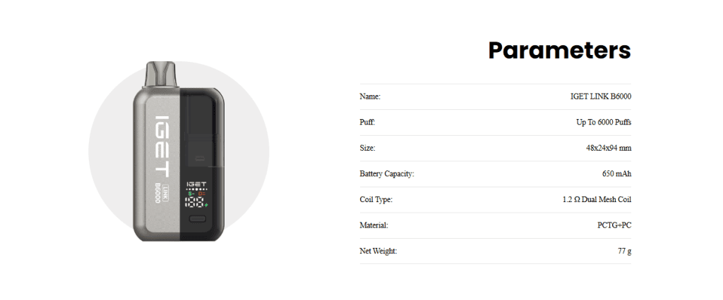 LINK 6000 Puffs Parameters